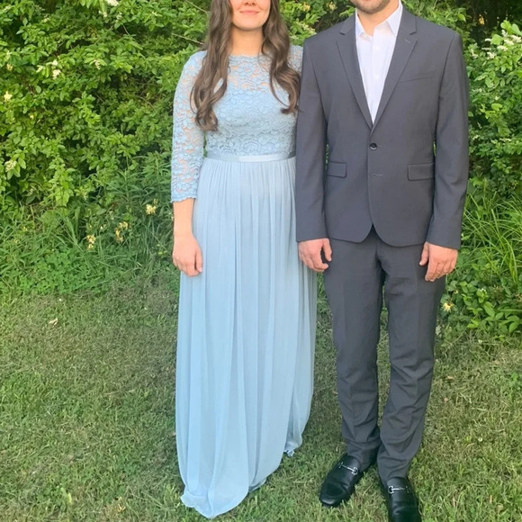 3/4-Sleeve Illusion Lace and Mesh Bridesmaid Dress - Picture 8 of 8